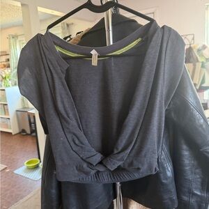 FP Movement by Free People Black Knot-Front Cropped Top